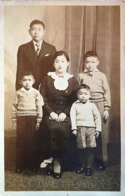 Studio portrait of Matsu Uyeda and family