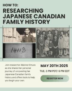 Graphic for May 20, 2025 online workshop event with Alianne Kimura