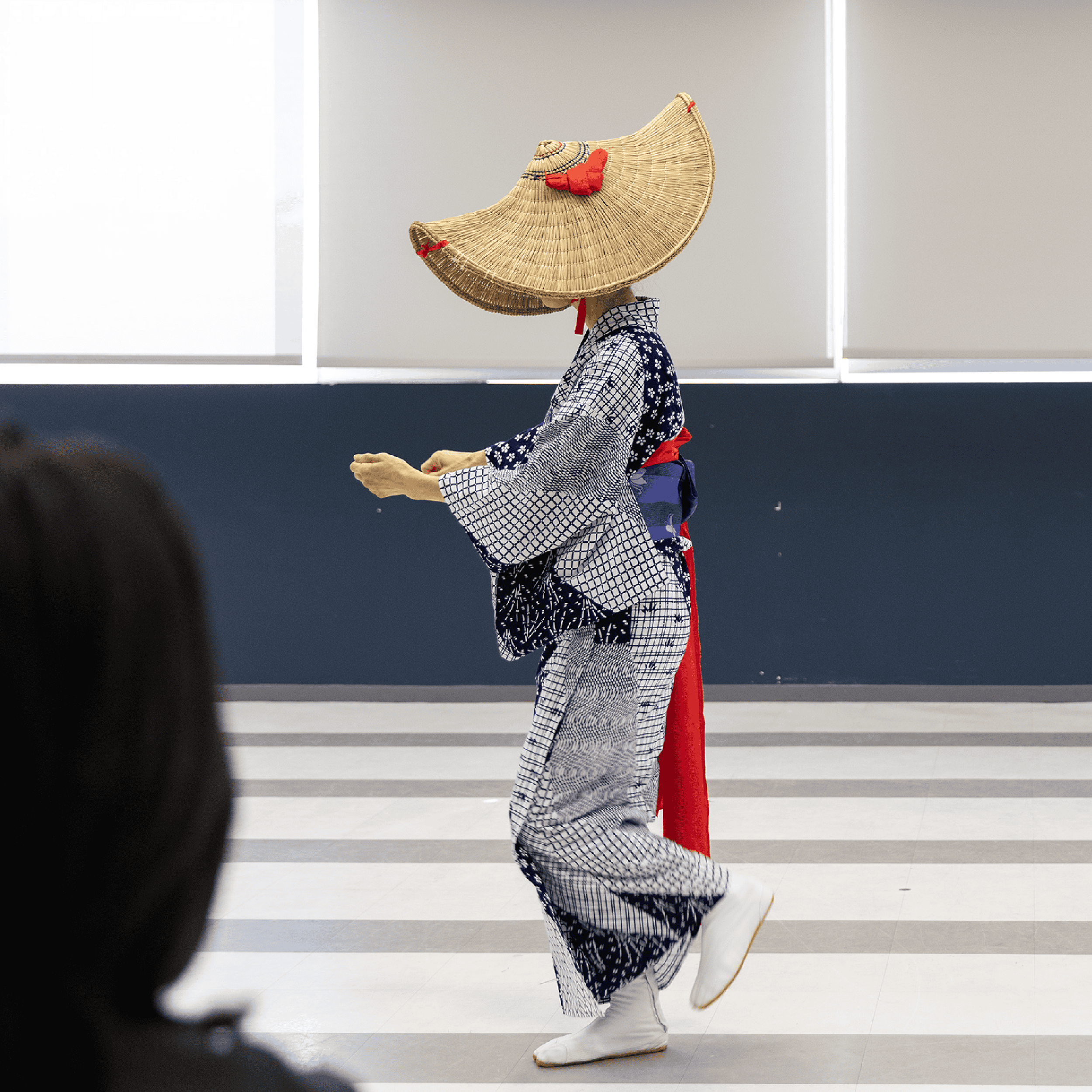 Dancer in traditional Japanese clothing.